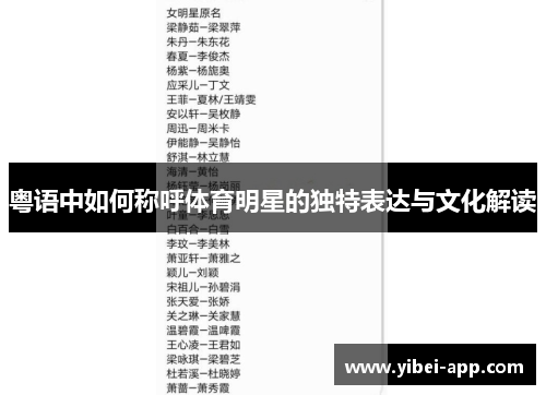 粤语中如何称呼体育明星的独特表达与文化解读